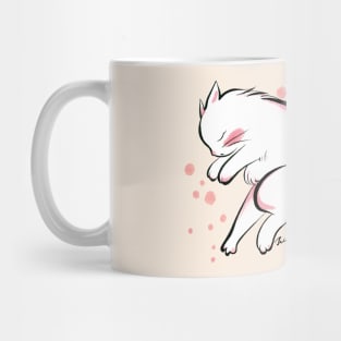 White cat dreaming Mug